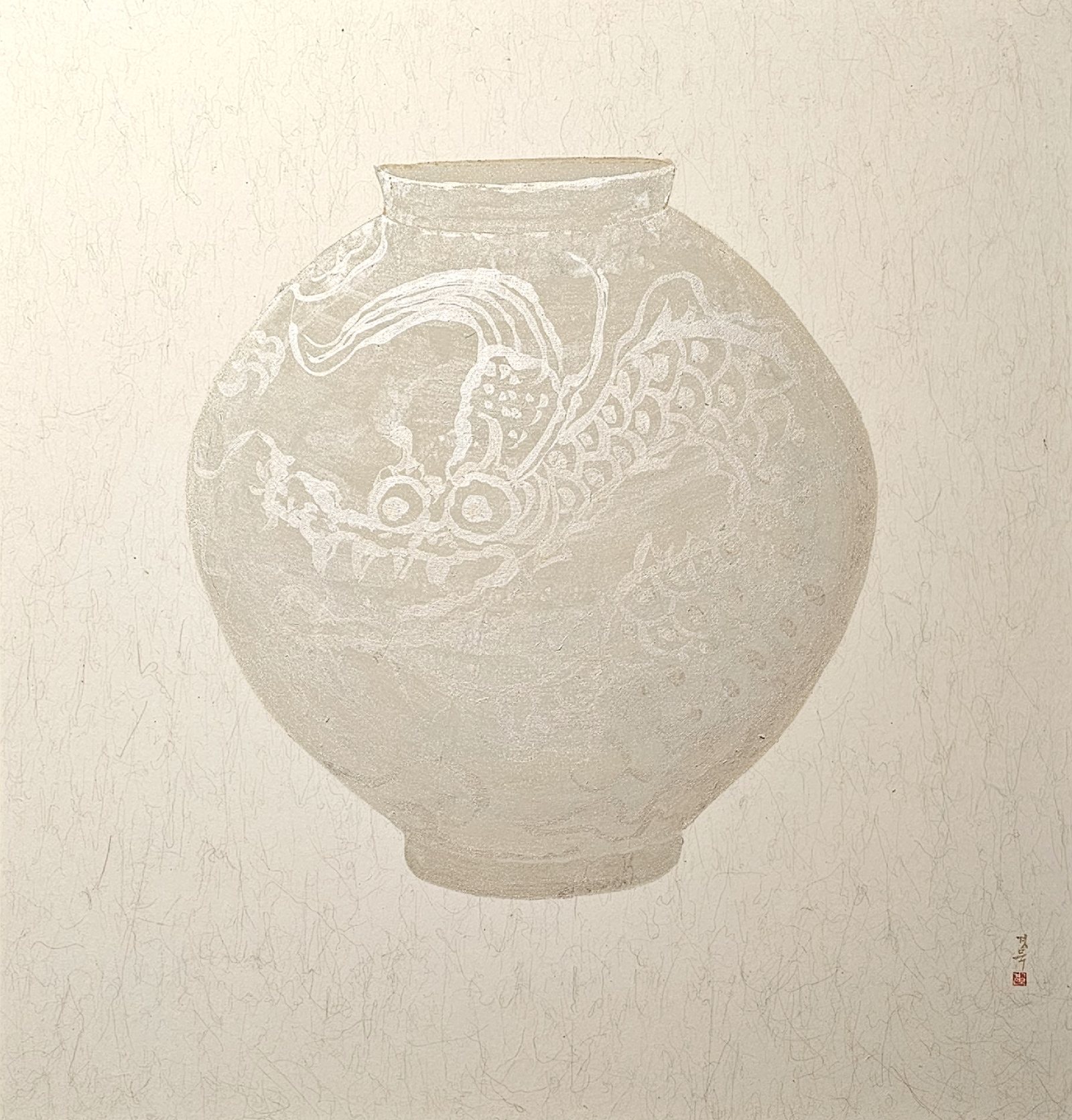 Park Kyoung Mug, 1300C White jar Dragons and Clouds 2, 2026